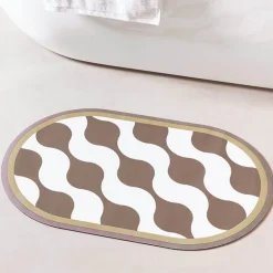 Diatom Mud Bath Mat - Absorbent Wave Design for Spa and Comfort