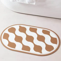Diatom Mud Bath Mat - Absorbent Wave Design for Spa and Comfort