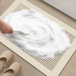 Diatomaceous Earth Bath Mat - Simple Line Design for a Modern Bathroom