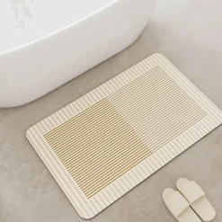 Diatomaceous Earth Bath Mat - Simple Line Design for a Modern Bathroom