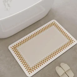 Diatomaceous Earth Bath Mat - Simple Line Design for a Modern Bathroom