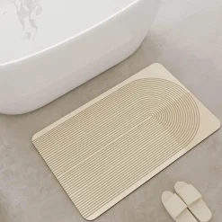 Diatomaceous Earth Bath Mat - Simple Line Design for a Modern Bathroom