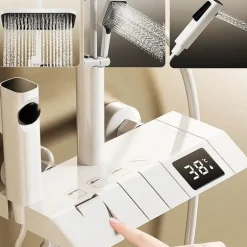 Digital Shower Set - Elegant Rain Shower Head with Temperature Display