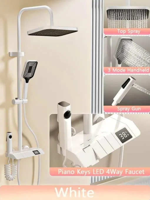 Digital Shower Set - Elegant Rain Shower Head with Temperature Display ...