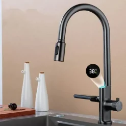 Digitaler Küchenhahn - Ausziehbarer Wasserfall-Temperatursensor
