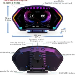 Digitaler Tachometer mit Head-Up-Display fürs Auto – Crystal Speed ​​Monitoring Device