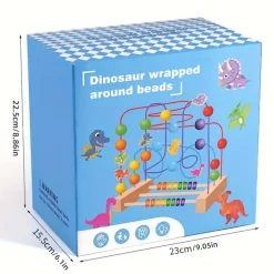 Dinosaurier-Perlenlabyrinth aus Holz – Montessori-Lernspielzeug für Kinder