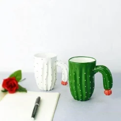 3D-Kaktus-Kaffeetasse – Einzigartige Keramiktasse mit Pflanzenmotiv