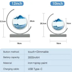 3D-LED-Sandkunstlampe – fließendes Licht, Heimdekoration