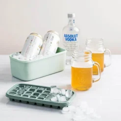 Doppelschichtige Eiswürfelschale – Silikon-Eisform und Aufbewahrungsbox