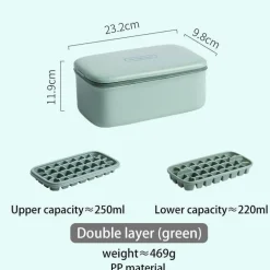 Doppelschichtige Eiswürfelschale – Silikon-Eisform und Aufbewahrungsbox