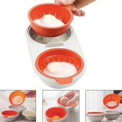 Doppelschichtiger Eierkocher aus Silikon für perfekt pochierte Eier, mikrowellengeeignet