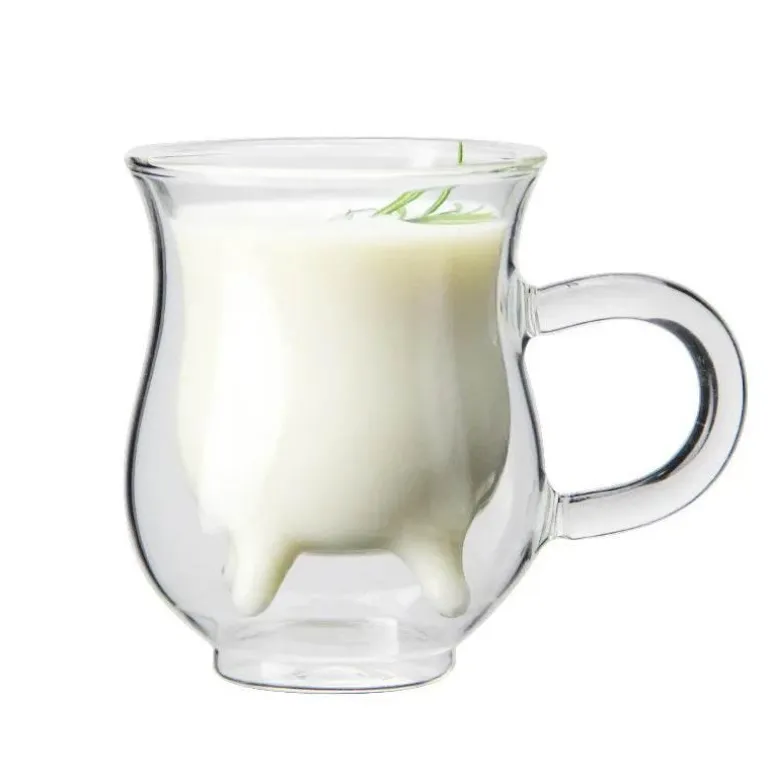 Doppelschichtiger Glasbecher - Kuh-Design