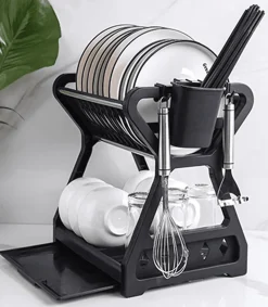 Doppelschichtiges Abtropfgestell – Multifunktionaler Organizer für die Arbeitsplatte