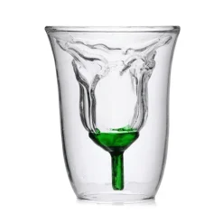 Doppelschichtiges Glas mit Blumenmuster – Stilvolles Trinkgeschirr