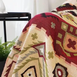 Doppelseitige Boho-Überwurfdecke mit Geo-Ethno-Design für Sofa, Reisen und Heimdekoration