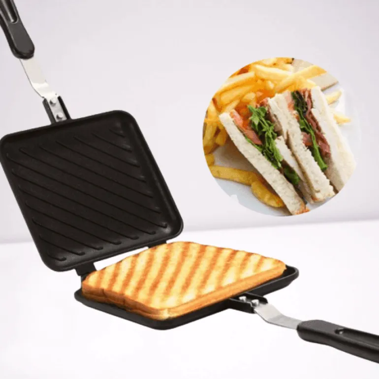 Doppelseitige Sandwichmaker-Pfanne mit Antihaftbeschichtung – Vielseitige Grillplatte für einfache Sandwiches