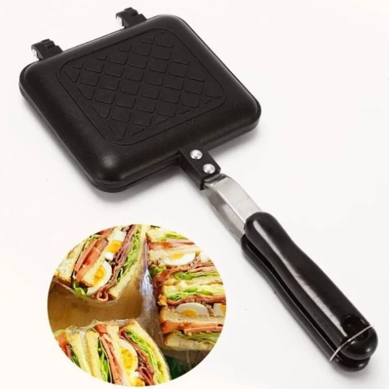 Doppelseitige Sandwichmaker-Pfanne mit Antihaftbeschichtung – Vielseitige Grillplatte für einfache Sandwiches