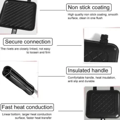 Doppelseitige Sandwichmaker-Pfanne mit Antihaftbeschichtung – Vielseitige Grillplatte für einfache Sandwiches