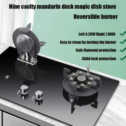 Doppelter Gasherd aus Edelstahl – verstellbares Lift-Design