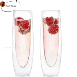 Doppelwandige Champagnergläser - 6-teiliges Hochzeitsset