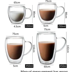 Doppelwandiger Kaffeebecher aus Glas – hitzebeständige Espresso-Cocktailtasse