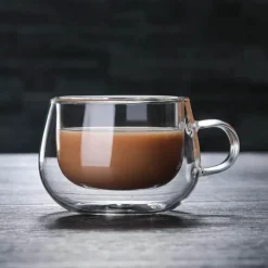 Doppelwandiger Kaffeebecher aus Glas – hitzebeständige Espresso-Cocktailtasse