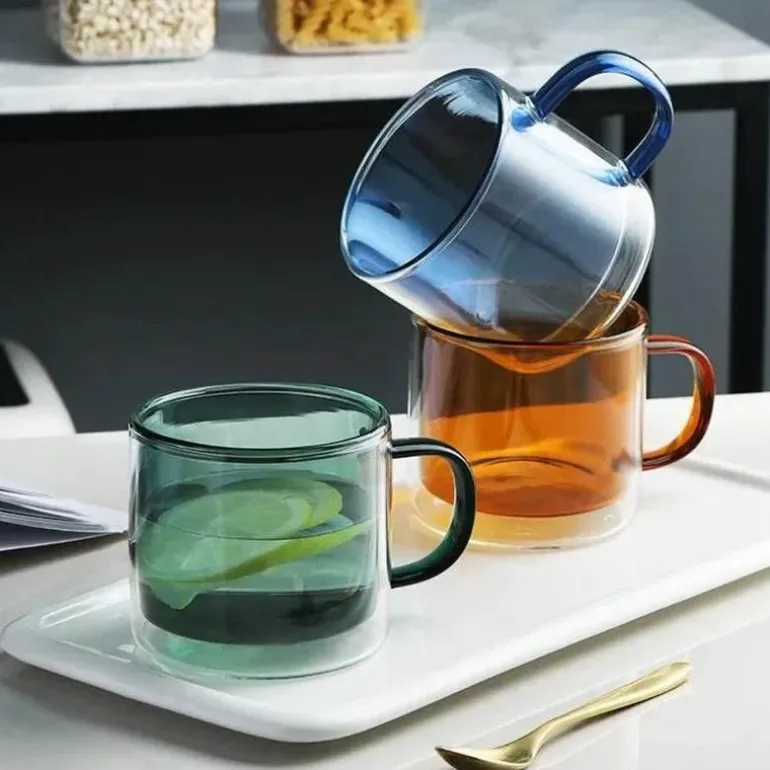 Doppelwandiges Glasbecher-Set – 250 ml für Kaffee, Tee, Wein, Whiskey, Saft