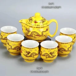Drachen-Porzellan-Teekannen-Set – Kung-Fu-Puer-Oolong-Teegeschirr