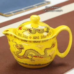 Drachen-Porzellan-Teekannen-Set – Kung-Fu-Puer-Oolong-Teegeschirr