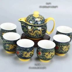 Drachen-Porzellan-Teekannen-Set – Kung-Fu-Puer-Oolong-Teegeschirr