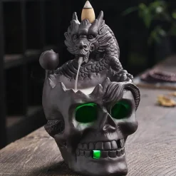Drachenschädel LED Räuchergefäß - Gothic Home Decor Aromatherapie Diffusor