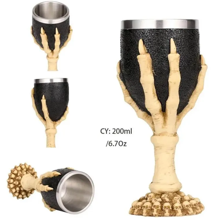 Drachenschädel-Kelch - Gothic-Weinglas aus Kunstharz für Cocktails