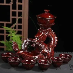 Drachen-Teeservice aus Keramik – Tragbares traditionelles Teeservice