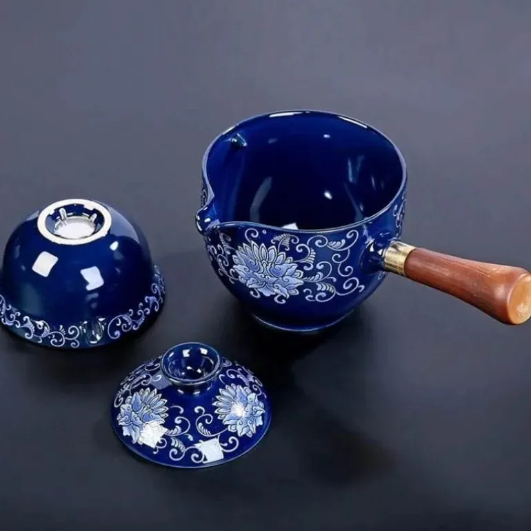 Drehbare Keramik-Teekanne – Traditionelles Harmony-Design