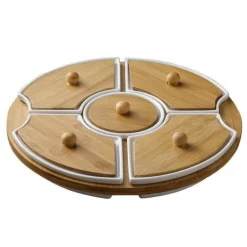 Drehbare Servierplatte aus Keramik – Frühstücksteller mit fünf Fächern