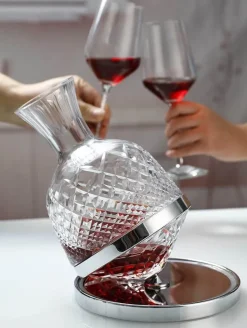 Drehbare Weinkaraffe aus Kristallglas – elegante Glaskaraffe