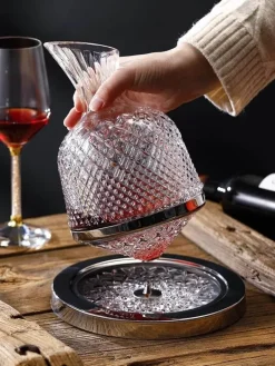 Drehbare Weinkaraffe aus Kristallglas – elegante Glaskaraffe