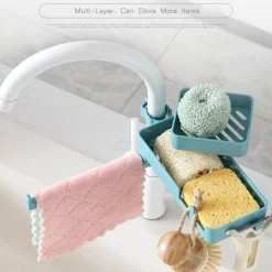 Drehbarer Abfluss-Organizer für die Küchenspüle – mehrschichtige Aufbewahrungslösung