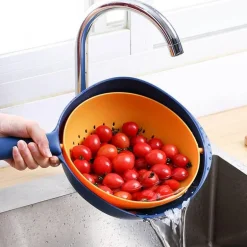 Drehbarer doppellagiger Abtropfkorb - Multifunktionaler Küchenorganizer