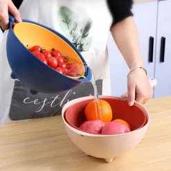 Drehbarer doppellagiger Abtropfkorb - Multifunktionaler Küchenorganizer