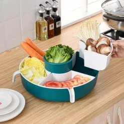 Drehbarer Gemüseabtropfkorb - Mehrzweck-Serviertablett