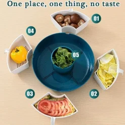 Drehbarer Gemüseabtropfkorb - Mehrzweck-Serviertablett