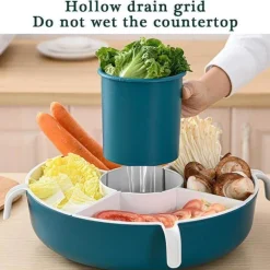 Drehbarer Gemüseabtropfkorb - Mehrzweck-Serviertablett