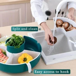 Drehbarer Gemüseabtropfkorb - Mehrzweck-Serviertablett