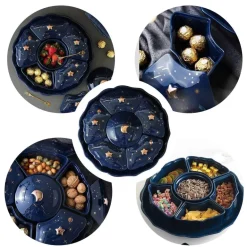 Drehbarer Snackteller aus Keramik – Nachthimmel-Design