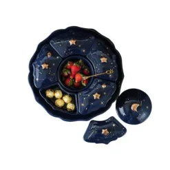 Drehbarer Snackteller aus Keramik – Nachthimmel-Design