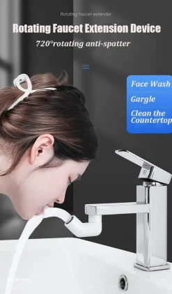 Drehbarer Wasserhahn-Verlängerer mit Spritzschutz – Universal-Spülbeckenaufsatz