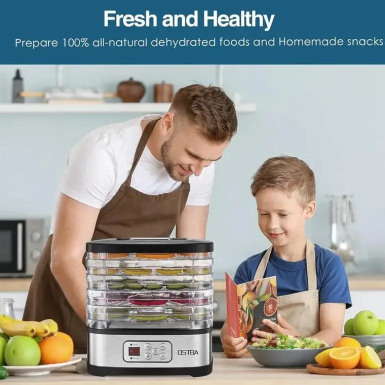 Dörrgerät – 5 Tabletts, 72-Stunden-Timer und Temperaturregelung