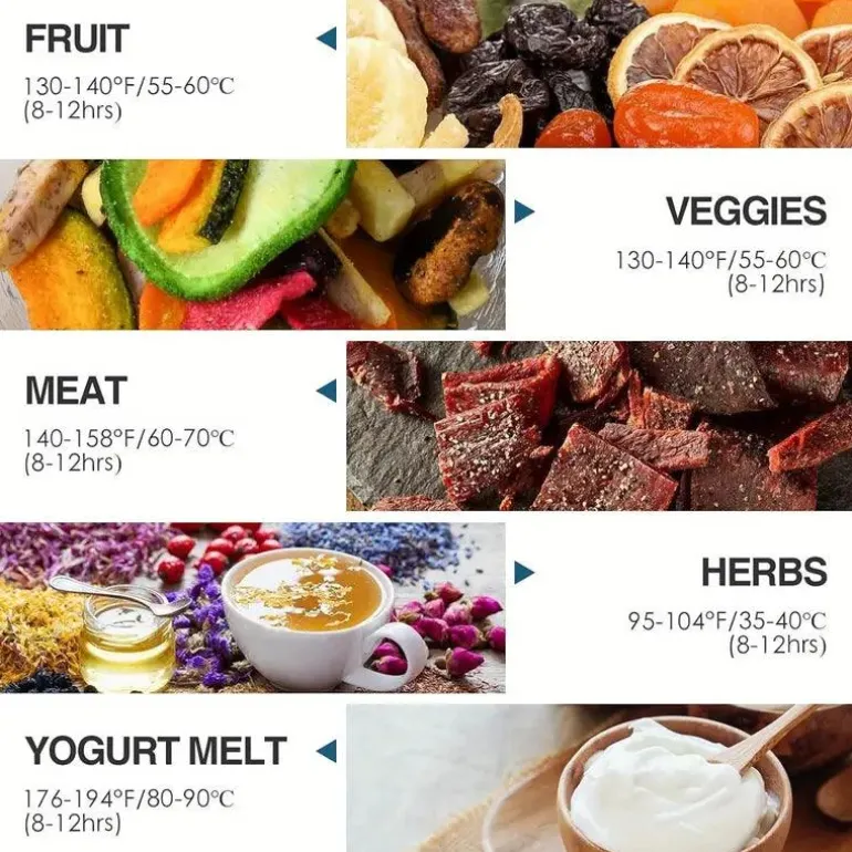 Dörrgerät – 5 Tabletts, 72-Stunden-Timer und Temperaturregelung